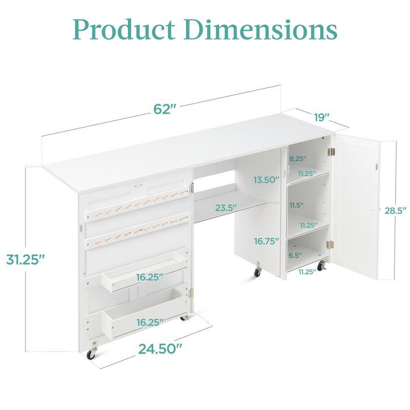 Best Choice Products Large Portable Multipurpose Folding Sewing Table w/ Magnetic Doors, Craft Storage