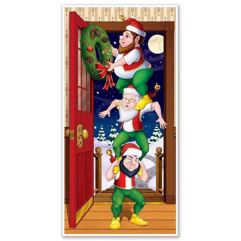 Beistle Christmas Elves Door Cover, 5' x 30", (2/Pkg) Multicolored