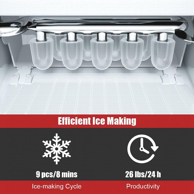 Costway Portable Ice Maker Machine Countertop 26Lbs/24H Self-cleaning w/ Scoop Red