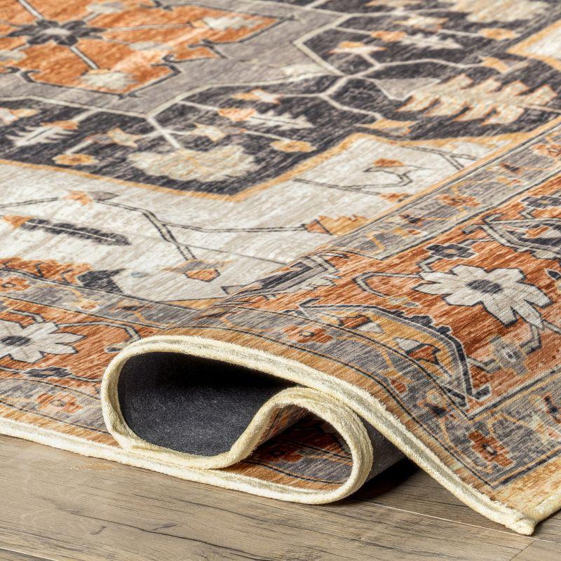 Nuloom Cira Traditional Vintage Machine Washable Indoor Area Rug, 5' x 8', Beige