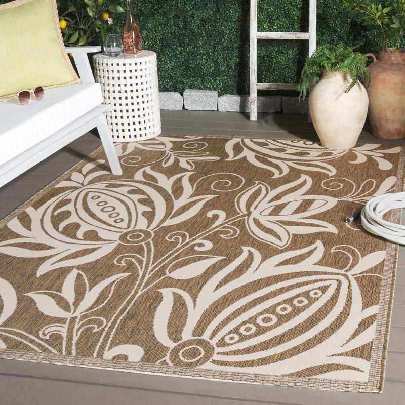 Courtyard CY2961 Power Loomed Indoor and Outdoor Area Rug - Brown/Natural - 7'10"x7'10" - Safavieh