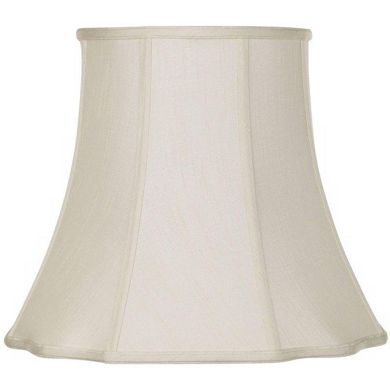 Imperial Shade Creme Medium Bell Cut Corner Lamp Shade 10" Top x 16" Bottom x 14" Slant x 13.5" High (Spider) Replacement with Harp and Finial