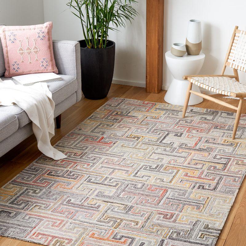 Gray and Rust Hand-Tufted Wool Area Rug