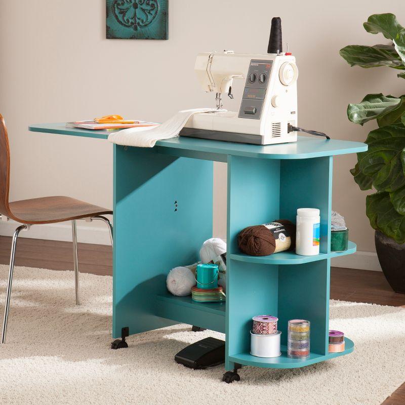 Stradville Expandable Rolling Sewing Table/Craft Station - HZ8665 - Turquoise - SEI