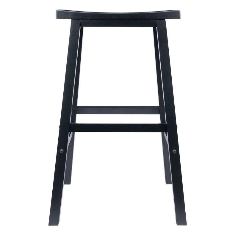 29" Satori Saddle Seat Barstool Black - Winsome: Solid Wood, High-Top Counter, Backless Design