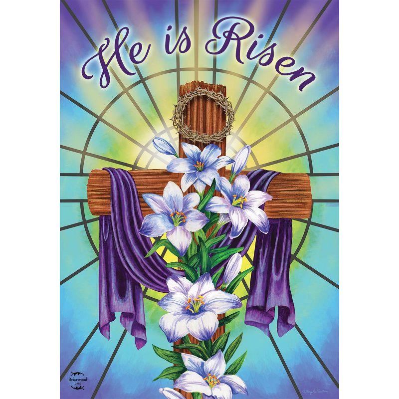 Easter Cross Religious House Flag with Lilies