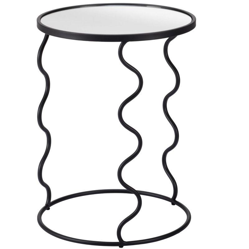 Bastia Black Round Glass and Metal Accent Table