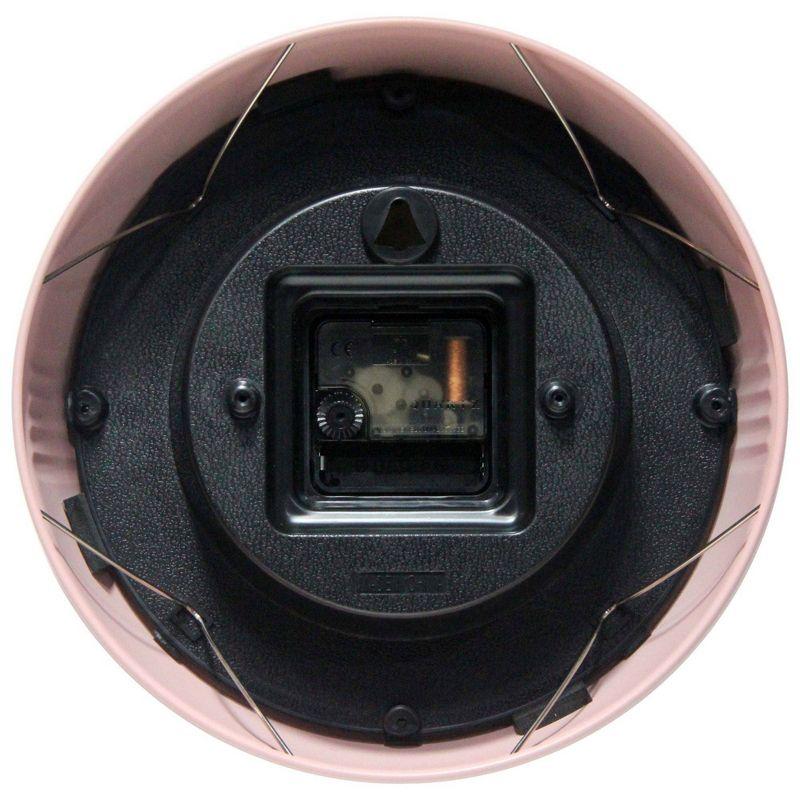 9.5" Retro Metal Wall Clock Pink - Infinity Instruments: Indoor Round Decorative Timepiece, Modern Style