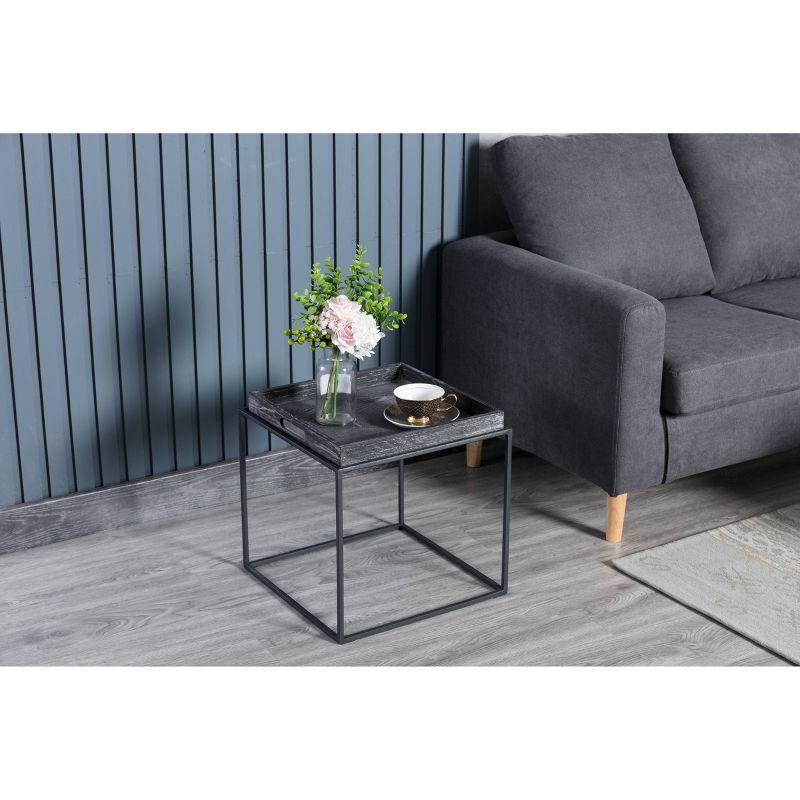 Burnham Home Highlands Side Table Dark Gray - Boraam: Oak Wood, Removable Tray Top, No Assembly Required