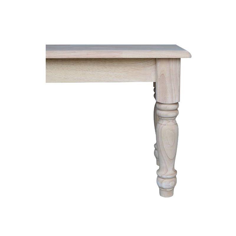 Farmhouse Bench - Unfinished - International Concepts: Hardwood Rectangular Seat for Dining & Bedroom, Seats 2