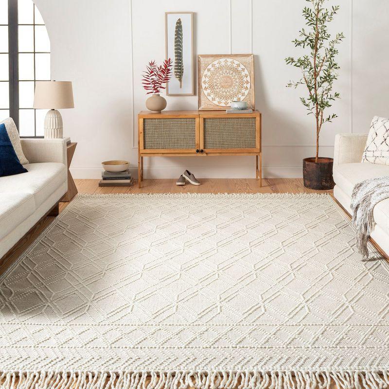 Serene Haven Hand-Knotted Wool Beige Area Rug, 8' x 10'