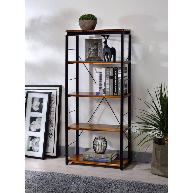 Jurgen Oak and Black Industrial Etagere Bookcase