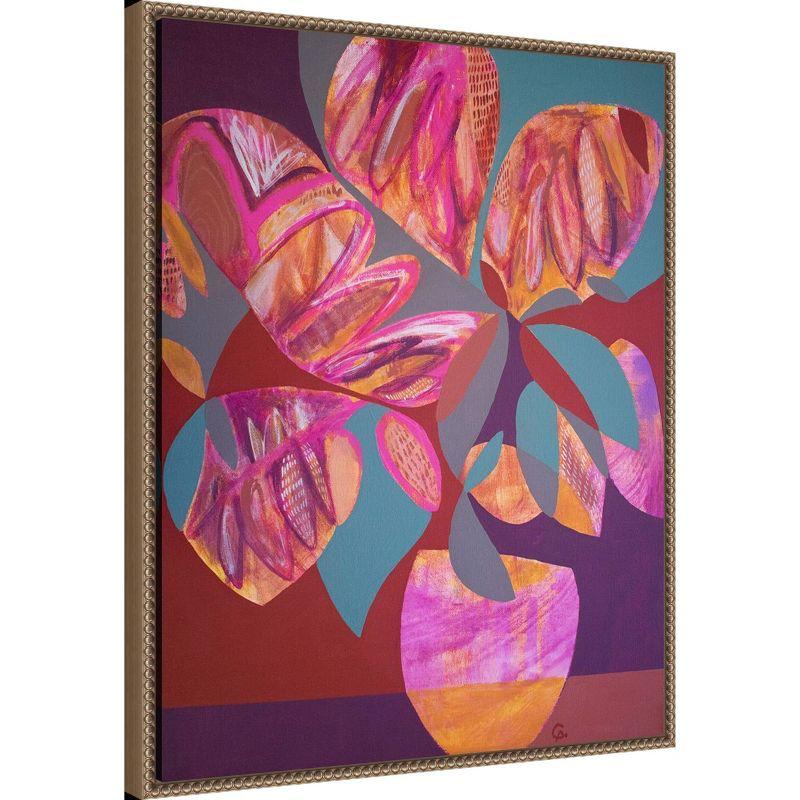 23"x28" Pink Flowers by Gabriela Avila - Amanti Art: Hand-Stretched, Lithograph, Vertical Wall Art