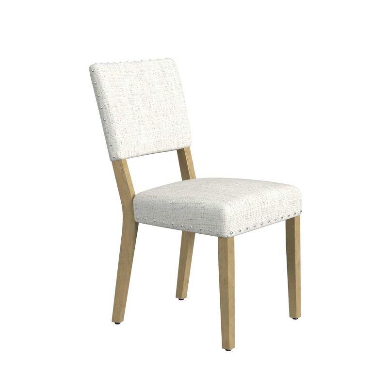 Set of 2 Stripe Dining Chairs Black/White - HomePop: Nailhead Trim, Rubberwood Legs, Polyester Upholstery