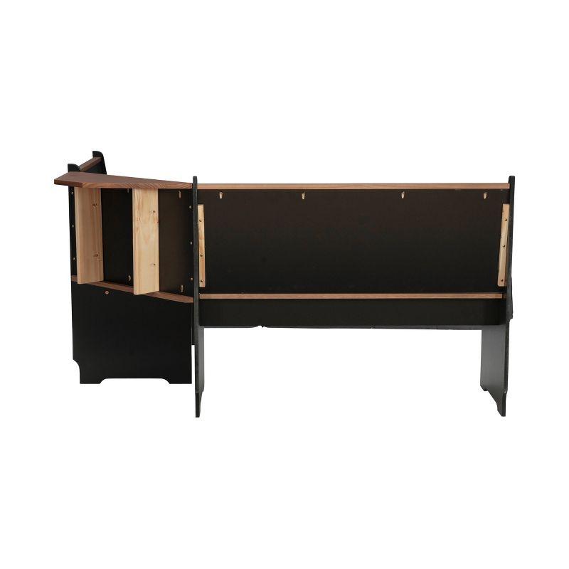 Linon 3pc Ardmore Breakfast Nook Storage Benches Dining Set Black/Pecan: Mid-Century Modern, Wood, 6-Seat Capacity