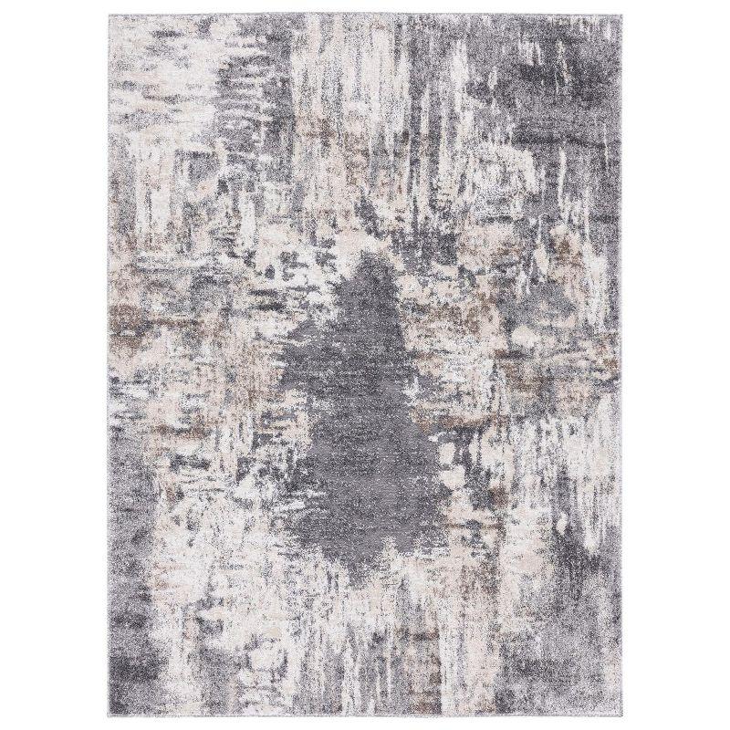 Euston Abstract Gray Synthetic 5' x 7' Easy Care Area Rug