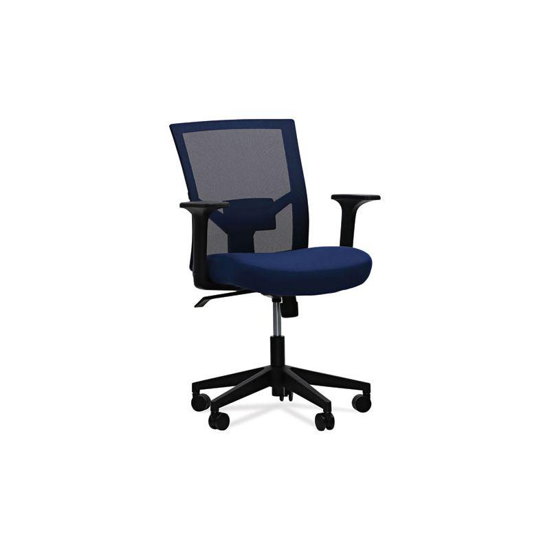 Navy Mesh Back Fabric Task Chair with Fixed Arms