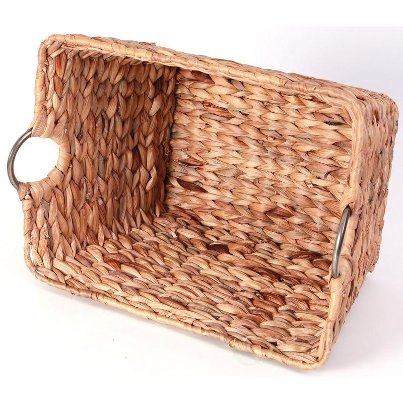 Large Multipurpose Handwoven Water Hyacinth Wicker Basket, Ideal for Organizing and Storing Towels Outdoors