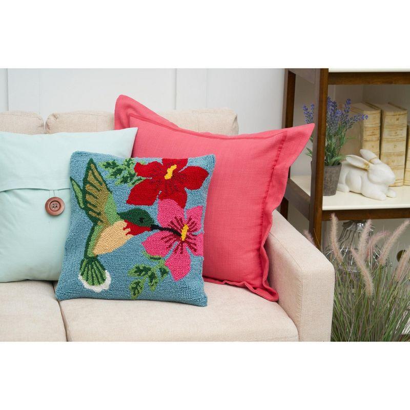 Humming Bird Floral Hooked Pillow