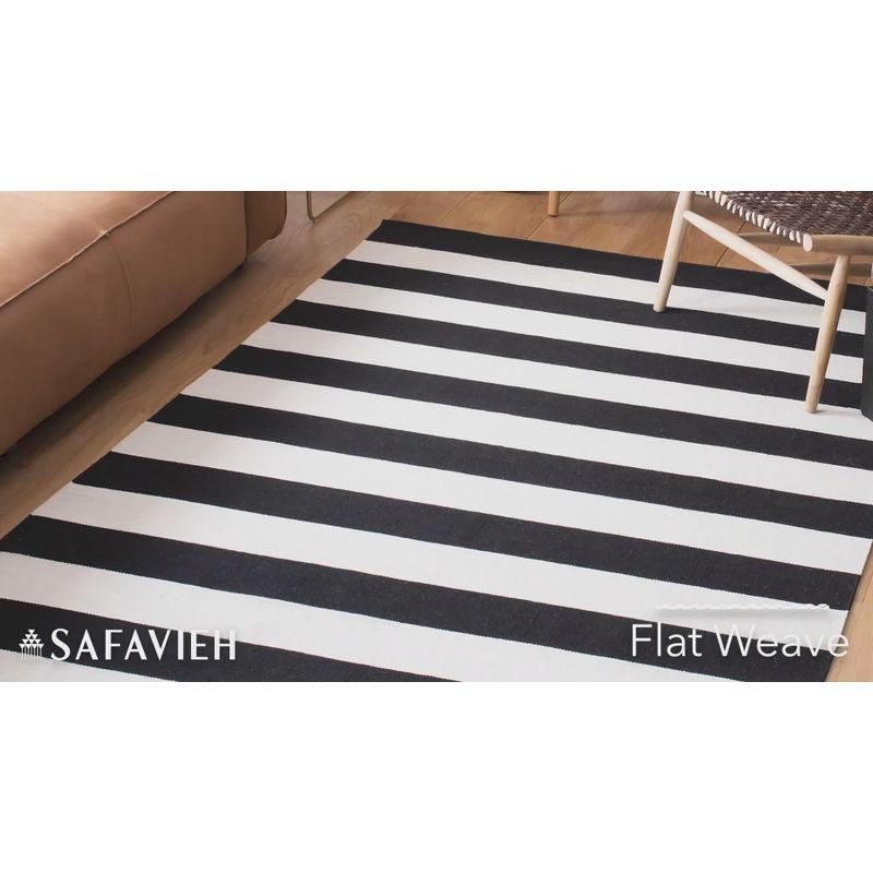 Black and Ivory Striped Cotton Runner Rug