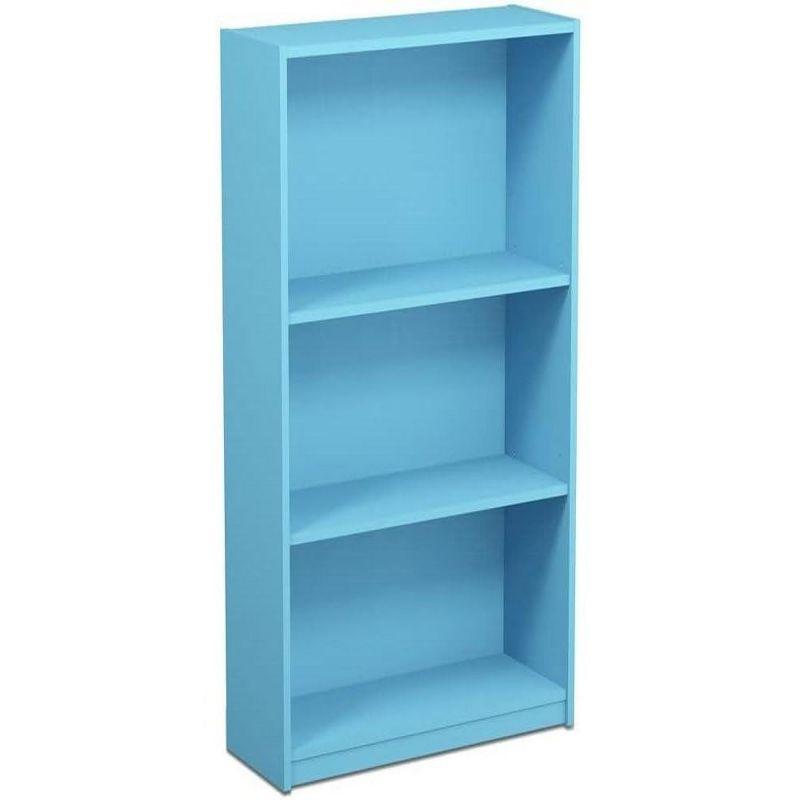 Furinno 3-Tier Multi-Functional Storage Bookcase Modern Open Multipurpose Display Rack Cabinet with Adjustable Shelves,Light Blue