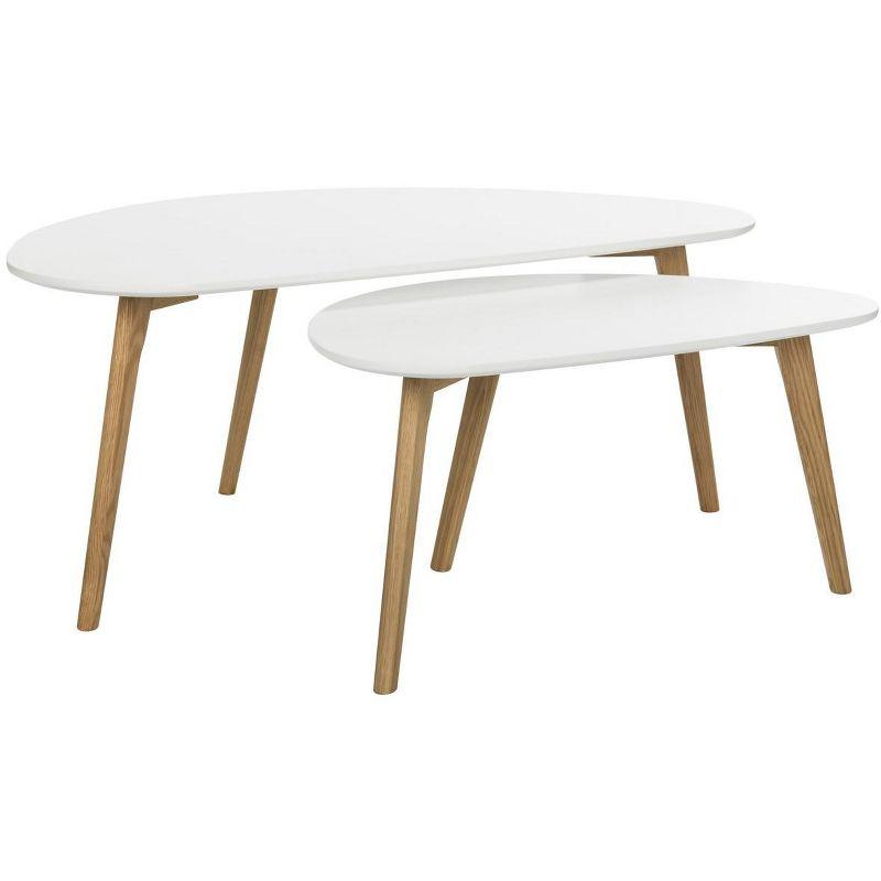 Olida Double Coffee Table - White/Oak - Safavieh