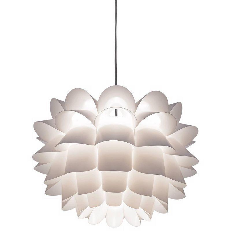 Possini Euro Design White Flower Pendant 19 1/2" Wide Modern Blooming Curved Petals for Dining Room Living House Home Foyer Kitchen Island Entryway