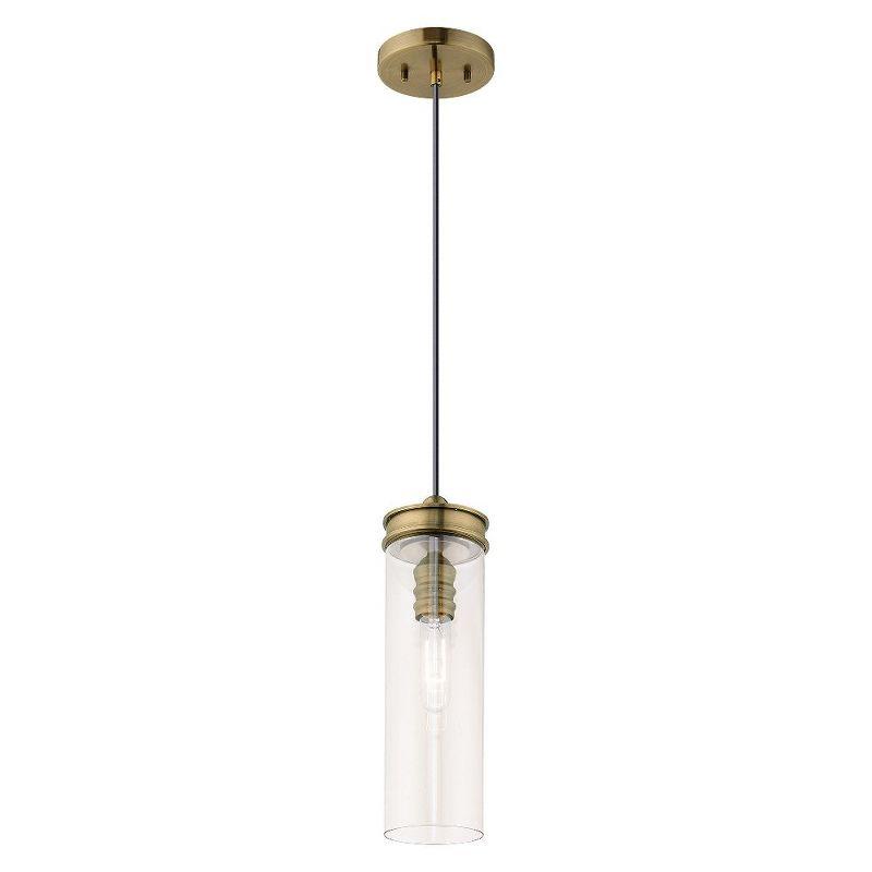 Livex Lighting Art Glass 1 - Light Pendant in  Antique Brass