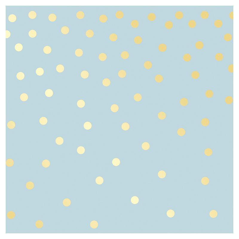 Tempaper Kids' Falling Dots Self-Adhesive Removable Borders Wallpaper Blue/Metallic Gold: Vinyl, Peelable, Washable