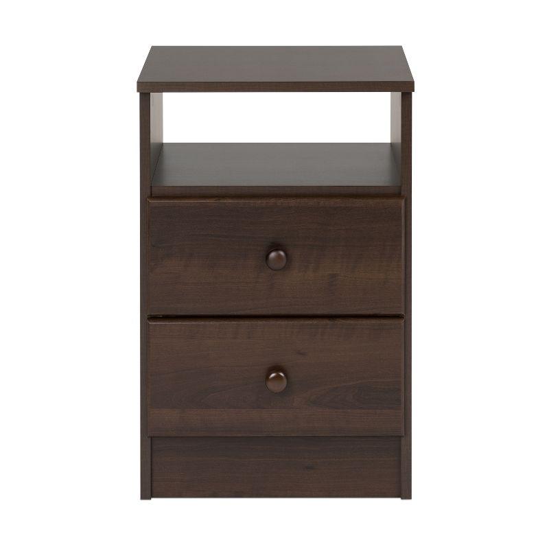 Espresso Brown Astrid 2-Drawer Nightstand with Open Shelf