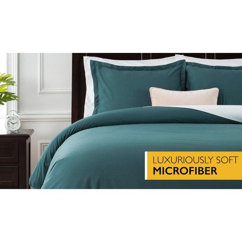 Pearl Blue Microfiber Full/Queen Duvet Cover Set