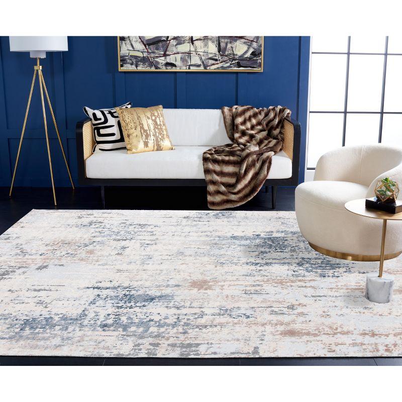 Gray Abstract Synthetic Reversible 4' x 6' Area Rug