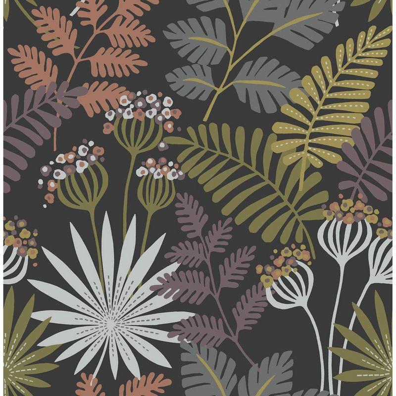 Marajo Black Botanical Peel and Stick Wallpaper