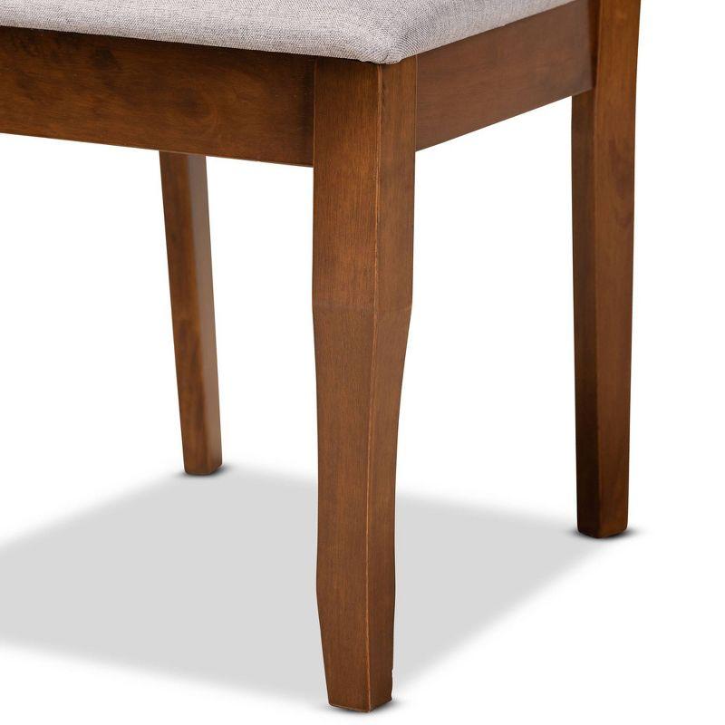 2pc Mael Fabric Upholstered and Wood Dining Chair Set Gray/Brown - Baxton Studio: Polyester, Spot Clean, Armless
