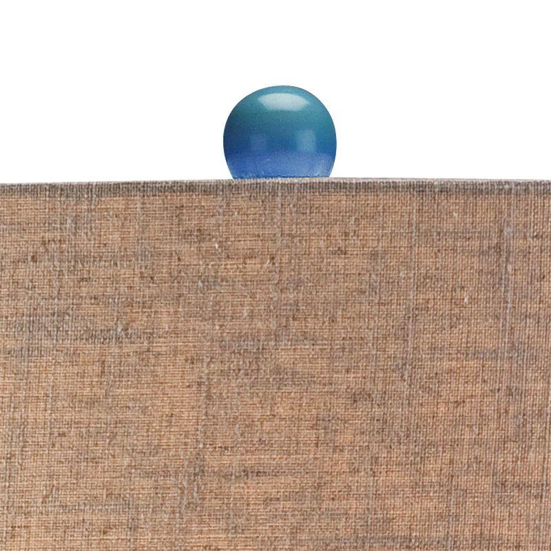 Possini Euro Design Mid Century Modern Table Lamp Ceramic Tiled Teal Tall Tan Linen Drum Shade for Living Room Family Bedroom (Colors May Vary)