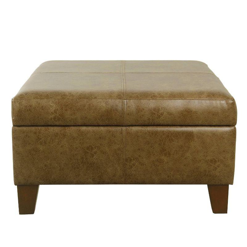 Luxury Large Square Storage Ottoman Distressed Brown - HomePop: Upholstered, Modern Style, 250lb Capacity
