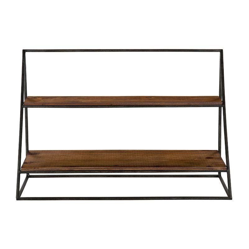 Kate and Laurel Lander Rectangle Metal Accent Shelf, 24x8x16, Brown