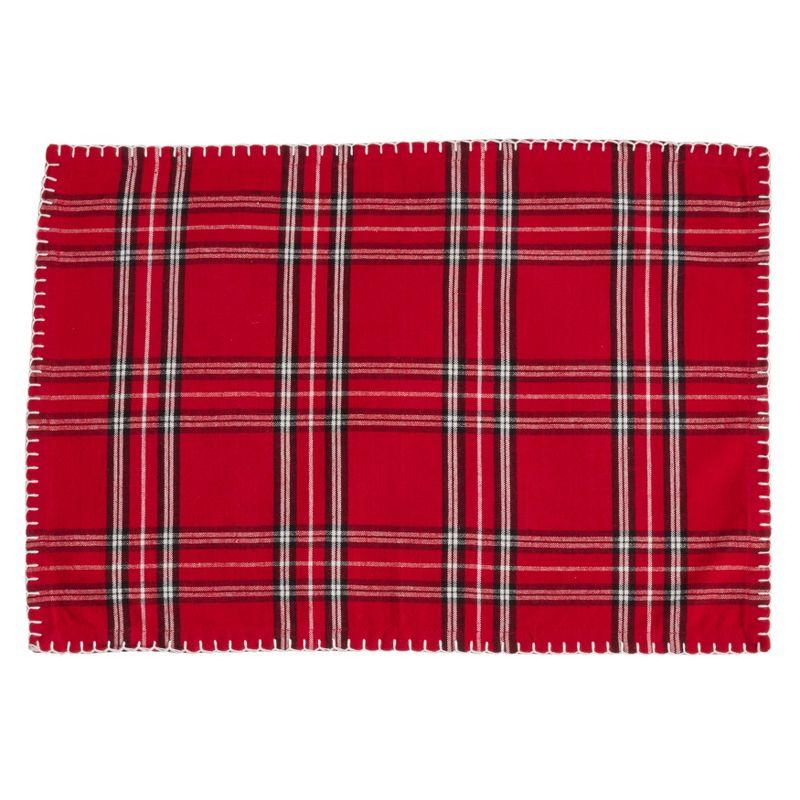 Red Plaid Cotton Whipstitch Placemats Set of 4