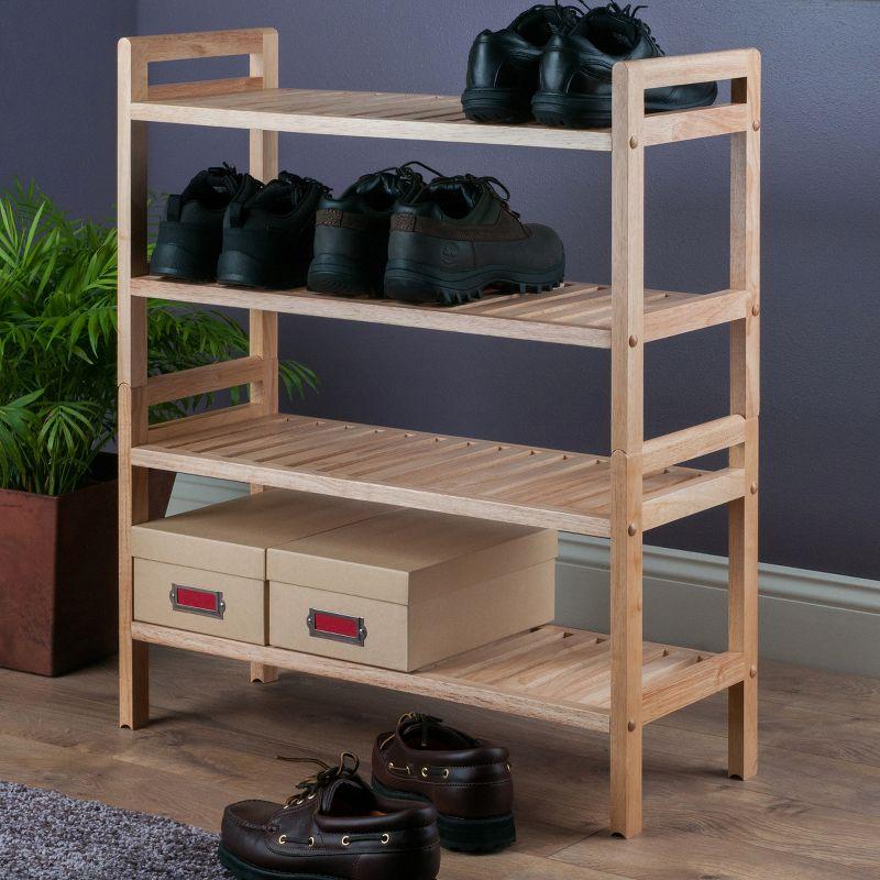 2pc Mercury Stackable Shoe Rack Set Natural - Winsome: Hardwood Organizer for Closet & Entryway