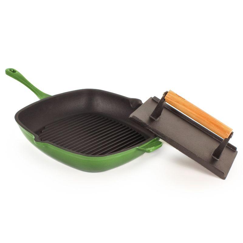 BergHOFF Neo 11" Cast Iron Square Grill Pan, Green