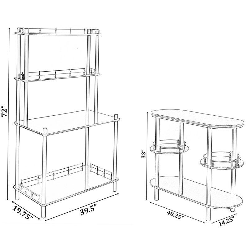 White and Gold Glass Bar Console with Open Shelves