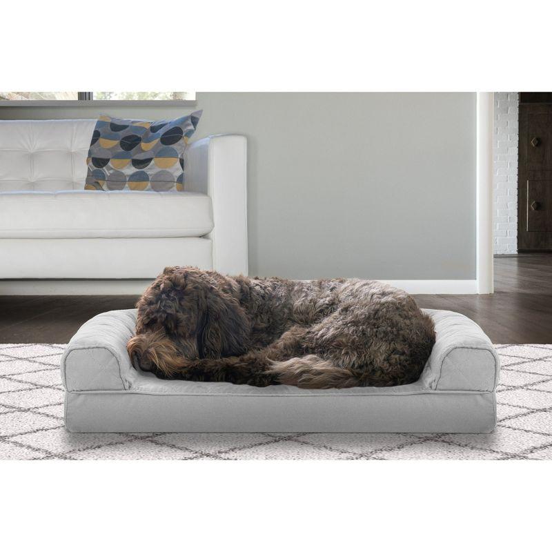 FurHaven Quilted Orthopedic Bolster Sofa Pet Bed