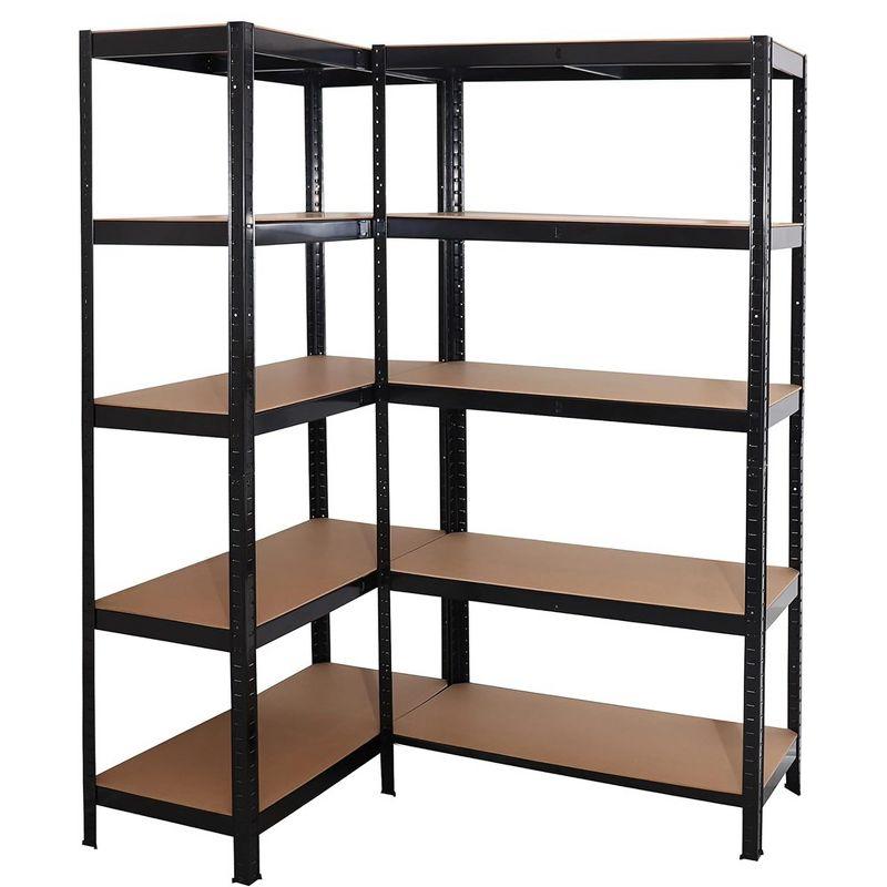 5 Tier Adjustable Garage Storage Shelving, Heavy Duty Metal Storage Utility Rack Shelf Unit for Warehouse Pantry Closet Kitchen, Black