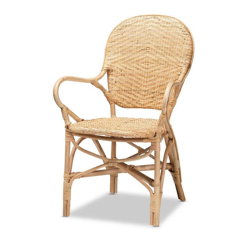 Low Brown Rattan and Cane Arm Chair