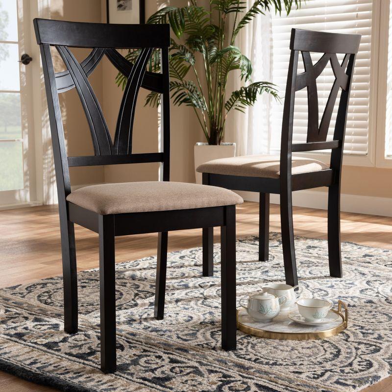 Set of 2 Sylvia Espresso Finished Dining Chair Sand/Brown - Baxton Studio