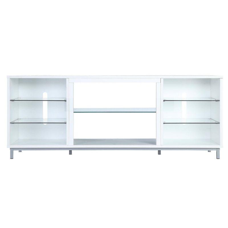 Brighton TV Stand for TVs up to 56" White - Manhattan Comfort: Modern Media Console with Open Glass Shelves & Cable Management