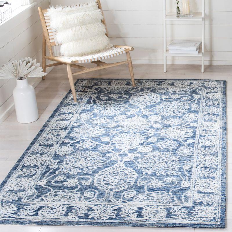 Elysian Bliss Blue Floral Hand-Tufted Wool Area Rug 4' x 6'