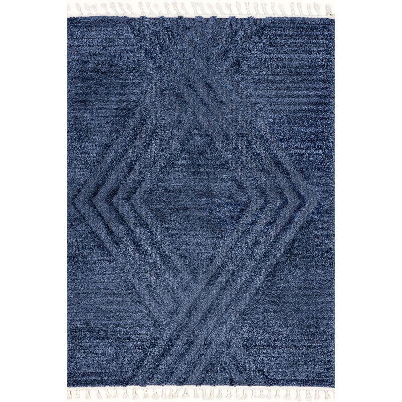 Nuloom Risette Solid 5x8 Shag Indoor Area Rug for Living Room Bedroom Dining Room Nursery, Blue