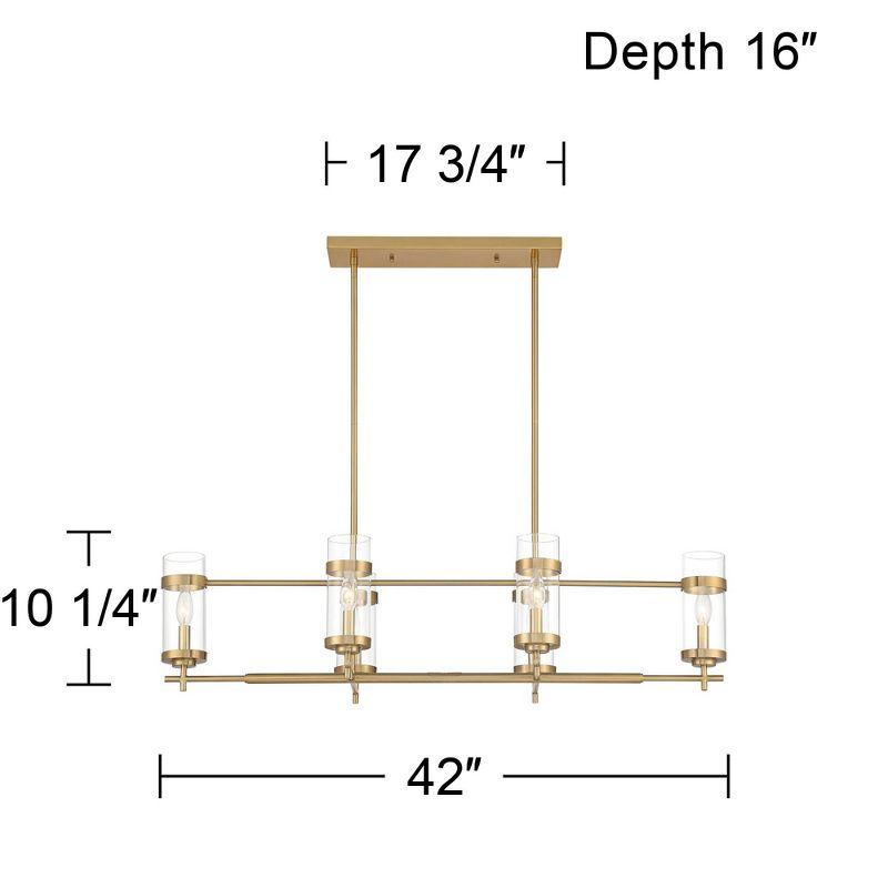 Possini Euro Design Mikel Soft Gold Linear Island Pendant Chandelier 42" Wide Modern Clear Glass Shade 6-Light Fixture for Dining Room House Kitchen