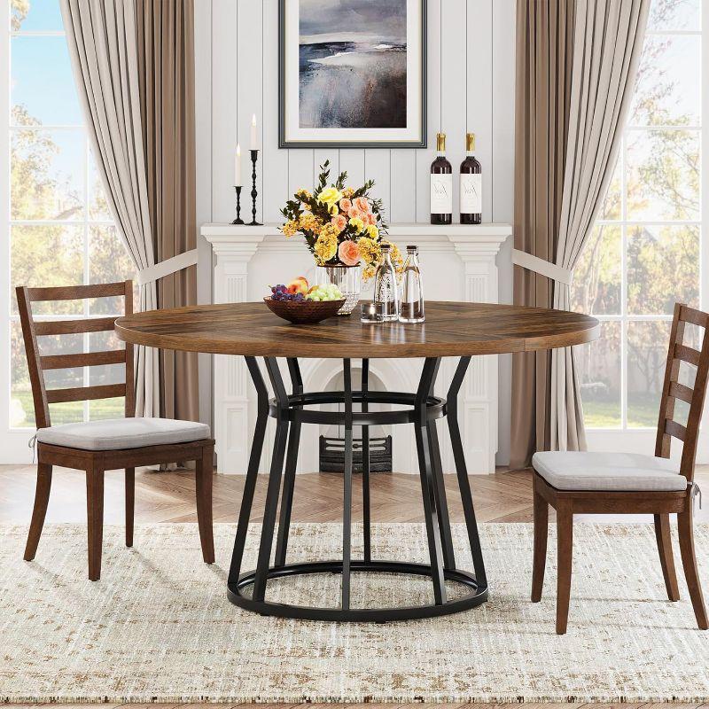 Tribesigns 47.2-Inch Round Dining Table for 4 People, Circle Dining Room Table with Metal Base